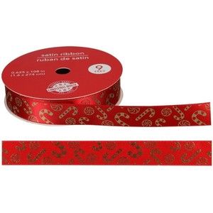 Crafter's Square 5/8" x 3 yds Christmas Metallic Satin Ribbon - Candy Cane R042